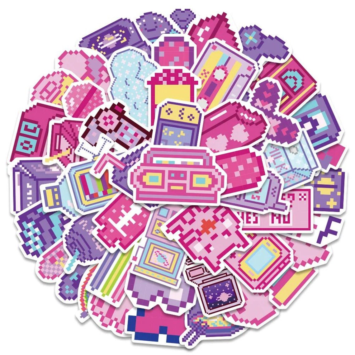10/30/50pcs Retro Pixel Art Sticker Pack | 8-bit Aesthetic Vinyl ...