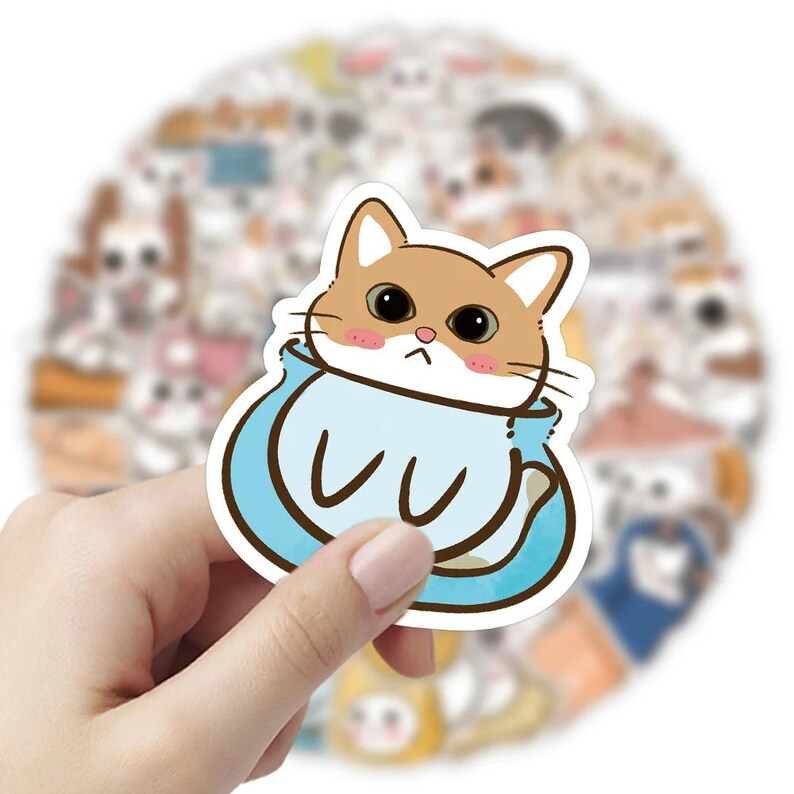 10/30/60PCS Cute Cat Stickers Pack | Kawaii Cartoon Cat Stickers for ...