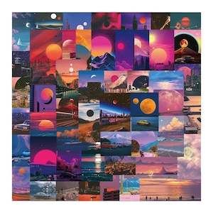 10/30/50 piezas de pegatinas estéticas de puesta de sol / pegatinas estéticas / pegatinas estéticas de estilo Ins Vaporwave / pegatinas de puesta de sol de Synthwave retro