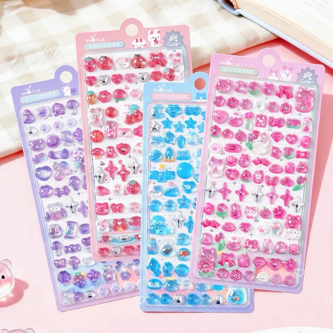 1 Sheet 9.5X20CM Kawaii Puffy Sticker Sheet Set, 3D Cute Deco Decal ...