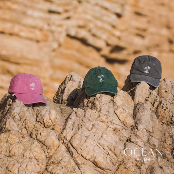 Palm Tree Embroidered Cotton Baseball Cap - Surf Cap - Unisex