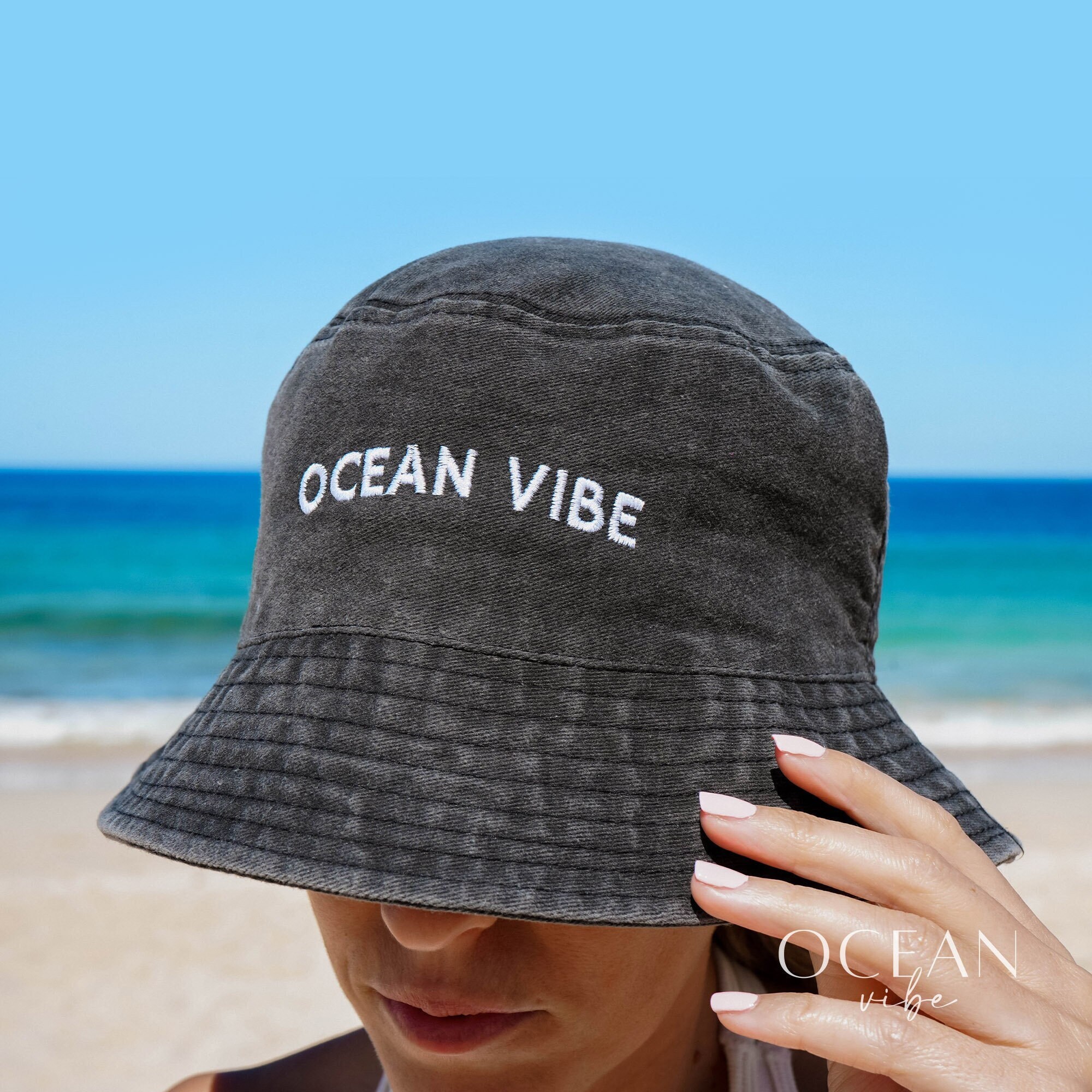 Casquette De Pêcheur Personnalisable Texte/logo - Noir, Taille Unique, Bord Large, Lavage Main