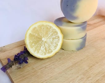 Handmade Round Soap Bars | Organic Shea Butter Lavender & Lemon | LeLa