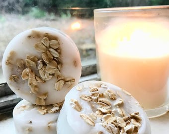 Handmade Round Soap Bars | Organic Shea Butter Lavender + Oatmeal | La’Meal