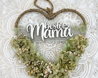 Beste Mama | Muttertag | Muttertagsgeschenk | Trockenblumen | Trockenblumenkranz | Geschenk | Herz |