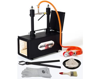 DFPROF2+1D (DEVIL-FORGE) Gas Propane Forge Farrier Burner for Blacksmiths, Knifemakers (Beginners and Professionals) +Tongs
