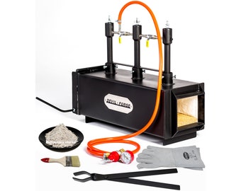 DFPROF3+1D/2" (DEVIL-FORGE) Gas Propane Forge Farrier Burner for Blacksmiths, Knifemakers (Beginners and Professionals) +Tongs