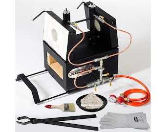 DFPROFK2 (DEVIL-FORGE) Gas Propane Forge Farrier Burner for Professional Blacksmiths, Knifemakers +Tongs, Gas Saving System