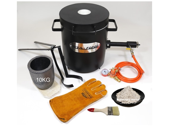 Fb1sb-4kg (DEVIL-FORGE) Gas Propane Melting Furnace Foundry Burner For Copper, Brass, Aluminum, Etc. Casting Tongs, Crucible
