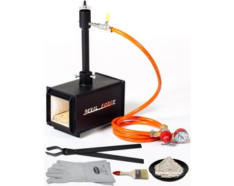 DFPROF1 (DEVIL-FORGE) Gas Propane Forge Farrier Burner for Blacksmiths, Knifemakers (Beginners and Professionals) +Tongs