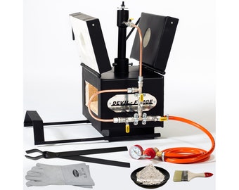 DFPROFK1 (DEVIL-FORGE) Gas Propane Forge Farrier Burner for Professional Blacksmiths, Knifemakers +Tongs, Gas Saving System