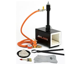 DFPROF1b (DEVIL-FORGE) Gas Propane Forge Farrier Burner for Blacksmiths, Knifemakers (Beginners and Professionals) +Tongs