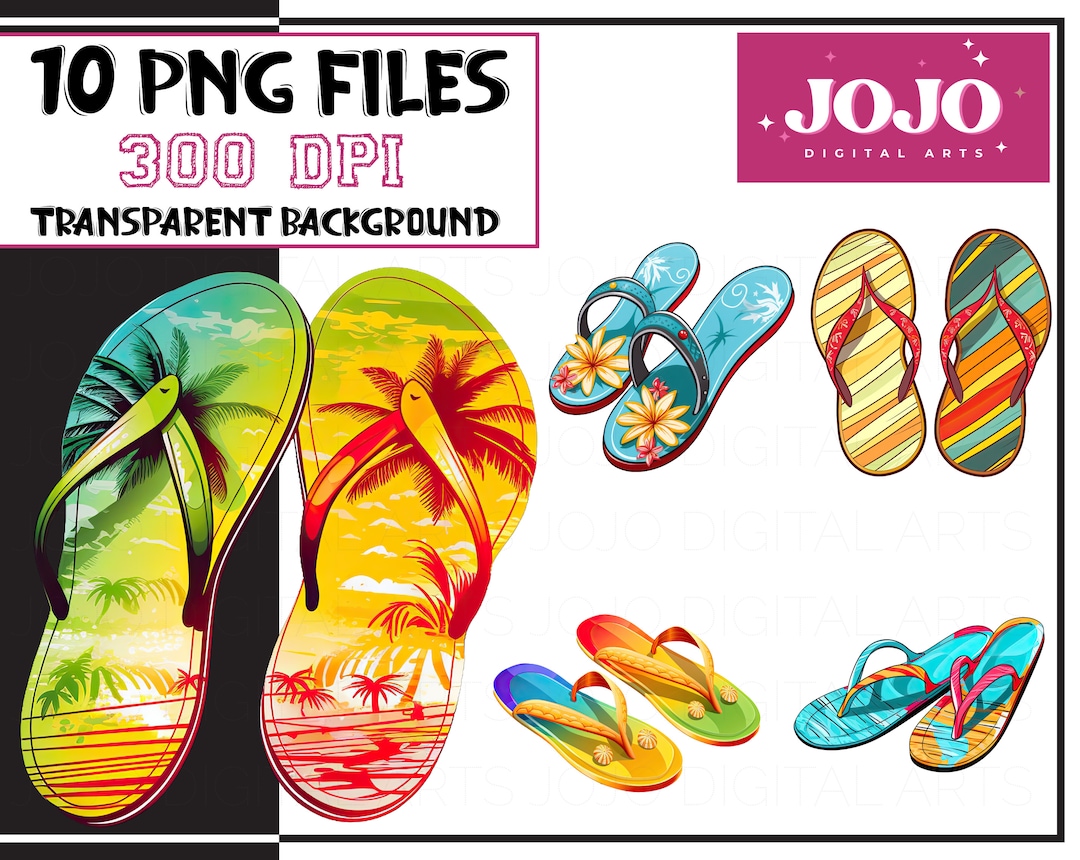 Summer Flip Flops Clipart Flip Flop Clip Art Transparent - Etsy