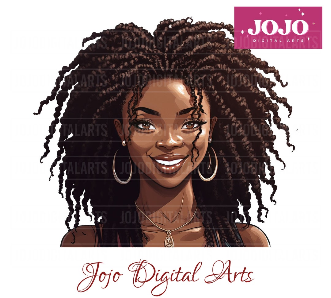 Black Woman Dreadlocks Clipart, Afro Girl Locs Hair, Black Girl, Afro