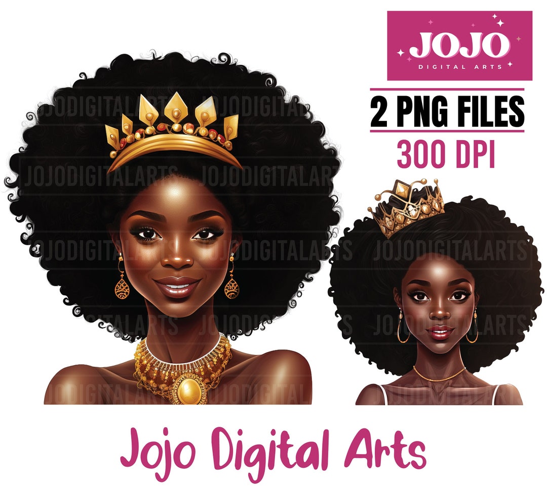 Black Queen Clipart Black History Queen PNG Afro Queen PNG Etsy
