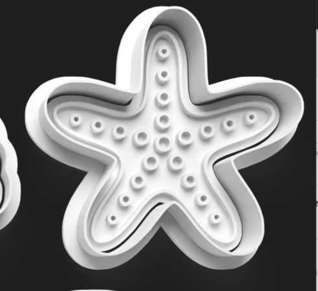 Ocean STARFISH Shaped Cookie Cutter and Embosser Stamp for Fondant