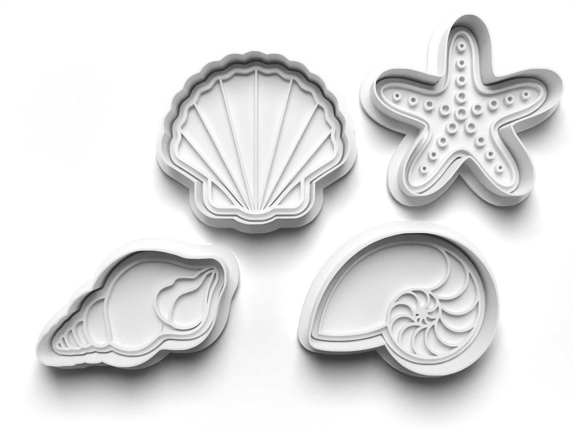 Ocean FAN SHELL Shaped Cookie Cutter and Embosser Stamp for Etsy
