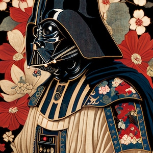 Darth Vader ukiyo-e Japanese styled painted graphics - digital download