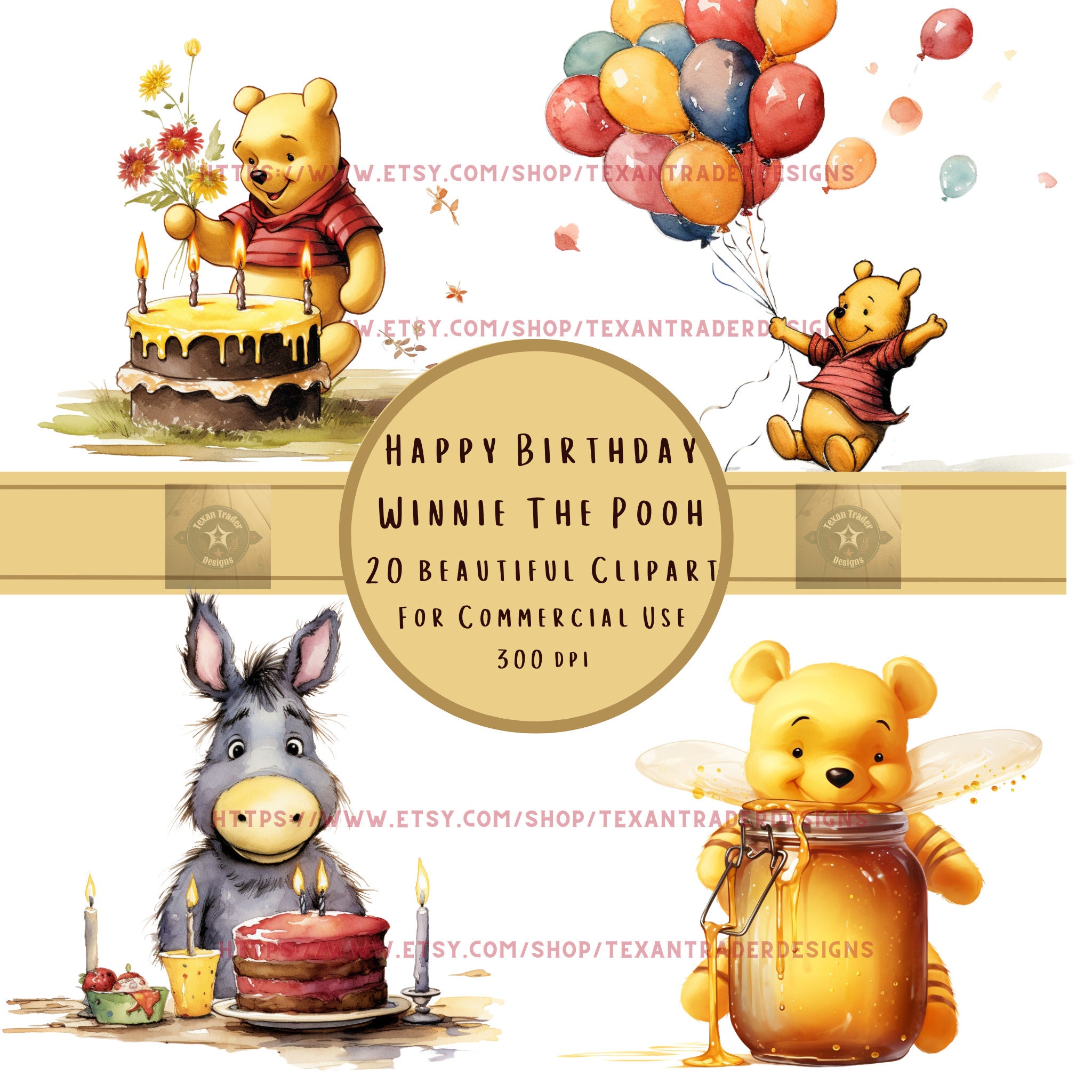 Happy Birthday Winnie the Pooh and Friends PNG Clipart - Etsy