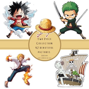 Pacote de Clipart de Pirata de Duas Peças | 43 Arquivos PNG + SVG | 300 DPI | Jolly Roger | Going Mary | Anime Fofo
