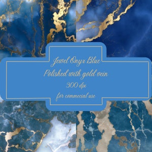 Juwel Onyx Blue Marble digitales Papier, Gold Adern druckbares Papier, digitaler Download, Scrapbook Papier, Hochzeitseinladungen, kommerzielle Nutzung