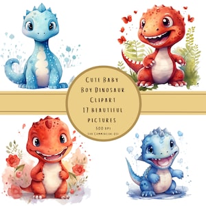 Baby BOY DINOSAUR & commercieel gebruik Wildflower Mountain Adventure Png CLIPART, 17 prachtige foto's bundel