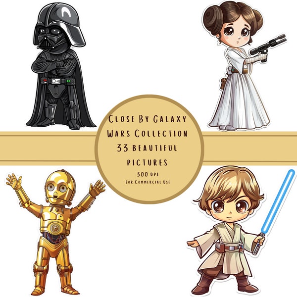 Galaxy Wars Clipart Collection - 33 PNG/SVG Images for Nursery, Invitations & Logos, Commercial Use,