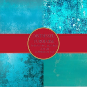 Digitalt papper med slitna turkosa texturer, turkos utskrivbart papper, digitala nedladdningsfiler, grungebakgrunder, kommersiellt bruk