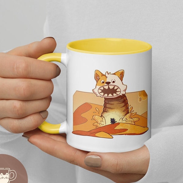 Corgi Al-Gaib Mug, Corgi Sandworm Mug, Funny Pun Mug, Kawaii Dog Mug, Puppies and Animal Lovers Mug, Gift for Dog Lover