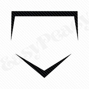 Puede incluir: Un plato de home de béisbol negro, una base de forma de diamante utilizada en el béisbol.