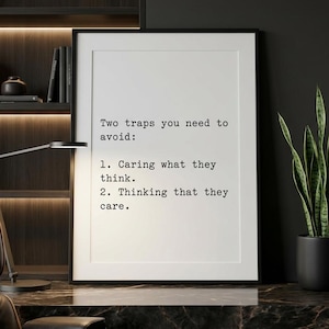 Stop Caring What People Think Print | Unframed Self Worth Quote Wall Art