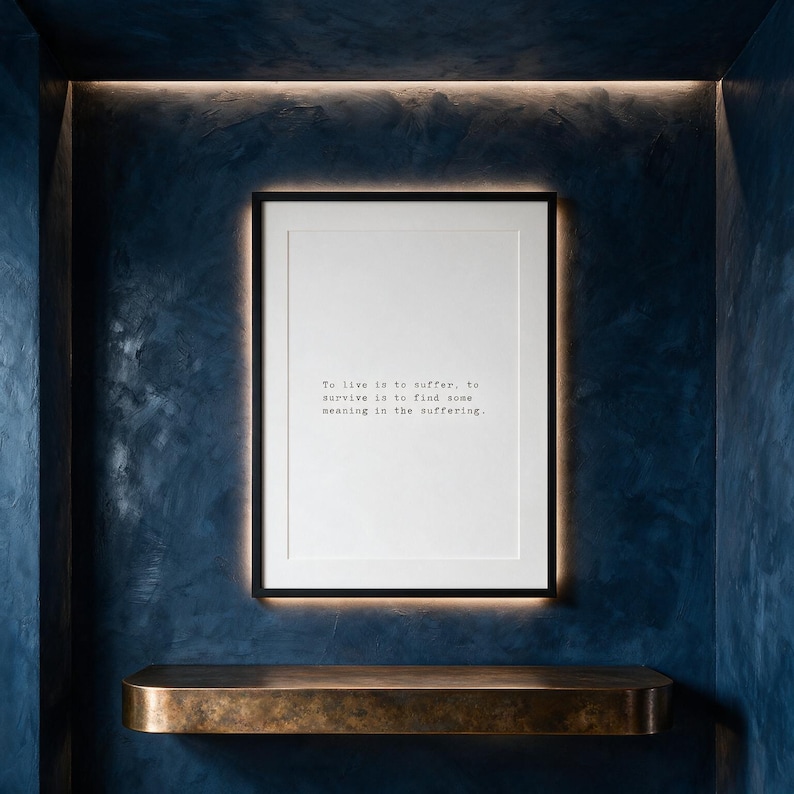 Philosophy typography print, living room wall decor above bronze console, a profound gift for deep thinker.