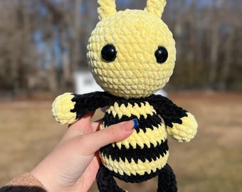 Crochet Bee Plushie, Handmade Cute Spring Stuffed Animal
