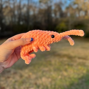 Crochet Shrimp, Amigurumi Plushie, Cute Shrimp Stuffed Animal