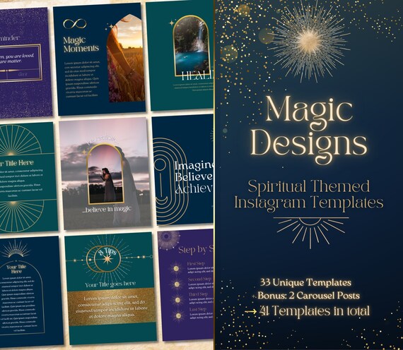 41 Spiritual Instagram Templates | Canva Template | Magical Instagram Template | Instagram Templates | Instagram Post Template |Canva Design