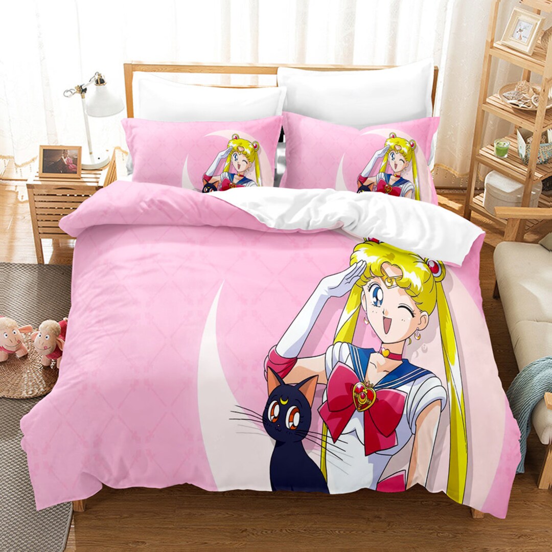 3D Printed Pink Sailor Moon Bedding Set Duvet Cover Set With 1 Etsy