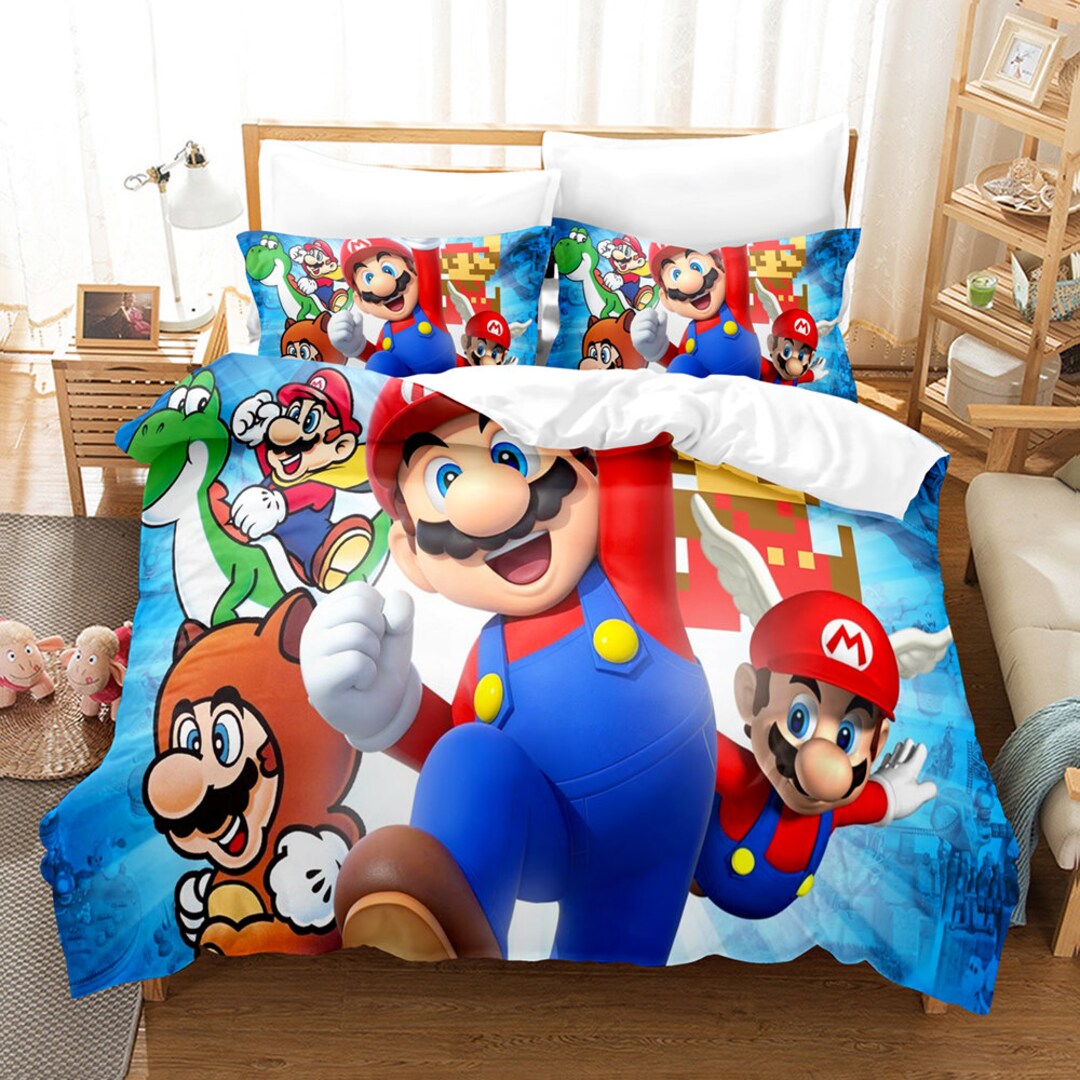 3D Printed Super Mario Bedding Set Duvet Cover Set With 1 Etsy