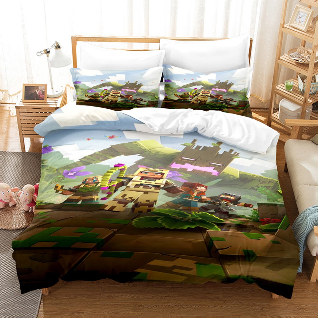 3D Printed Minecraft Bedding Set Duvet Cover Set With 1 Duvet Etsy