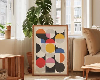 Bauhaus Geometric Art Print, Minimalist Abstract Decor (Digital Download)