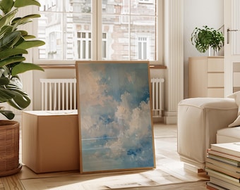 Abstract Sky Print | Minimalist Blue Wall Art | Calm Neutral Decor