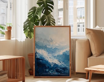 Abstract Ocean Print | Blue Minimalist Wall Art | Modern Coastal Decor