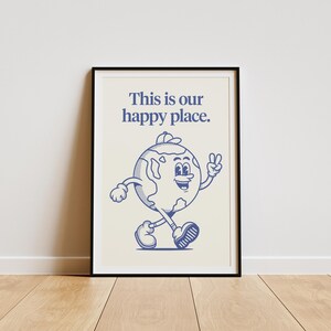 This Is Our Happy Place, Retro Cartoon Character Digital Download, Motivational Kitchen Wall Art, Vintage 70s Art