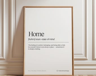 Home Definition Poster | Minimal Typography Print | Neutral Wall Art | Motivational Quote Poster | State of Mind Collection