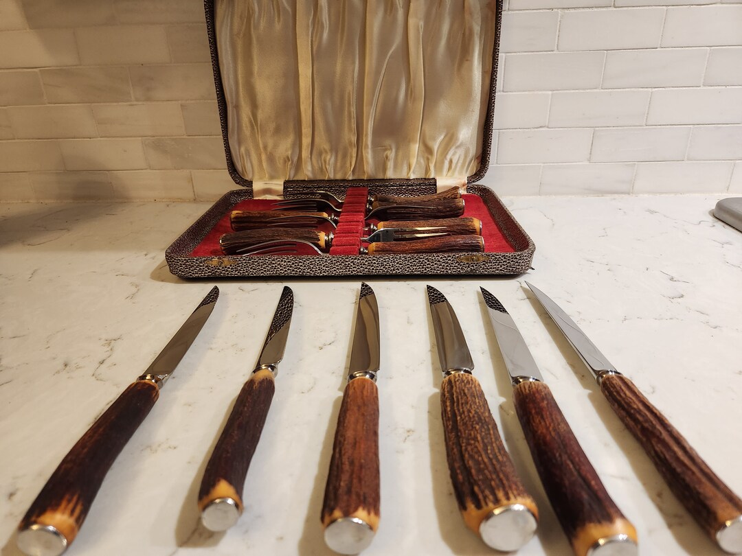 Vintage Cutlass Leppington Genuine Stag Horn Cutlery Set of 6 Etsy