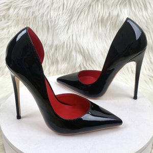 D'Orsay STILETTO PUMPS 6/8/10/12cm high heel low vamp hand made court shoes big sizes