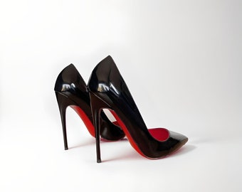 STILETTO PUMPS Zapatos de salón de charol con tacón alto de 6/8/10/12 cm hechos por encargo - suela de color, suela roja