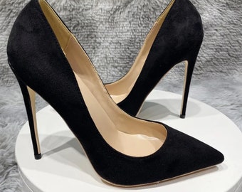 STILETTO PUMPS 8- 12cm high heel pointy toe suede effect court shoes made to order wedding heels