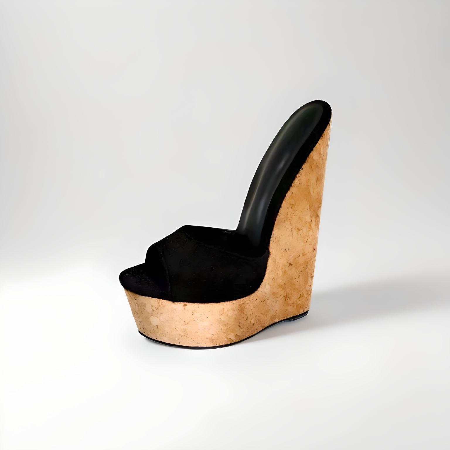 Black wedges cork heel hot sale