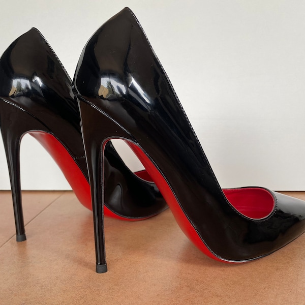 STILETTO PUMPS 8-12 cm high heel patent court shoes made to order - coloured sole, red sole