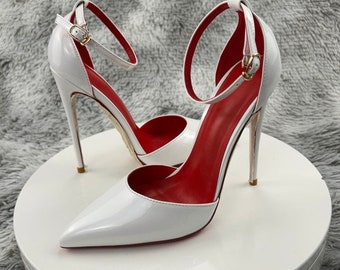 D'Orsay STILETTO PUMPS 6/8/10/12cm high heel low vamp hand made court shoes big sizes